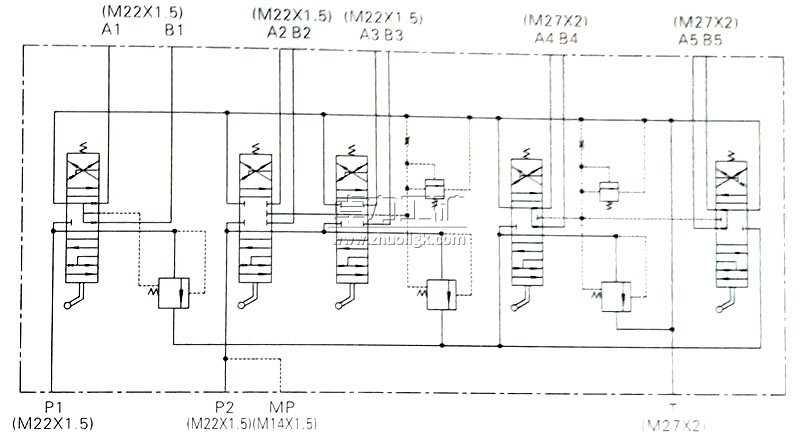 ZT08型多路換向閥 液壓原理圖