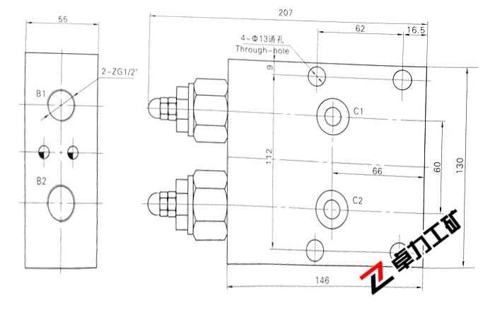 150J-08203平衡閥外形及連接尺寸