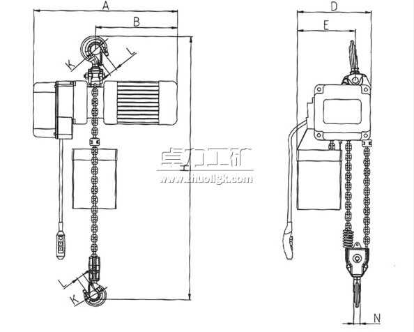 dsk環(huán)鏈電動(dòng)葫蘆結(jié)構(gòu)圖